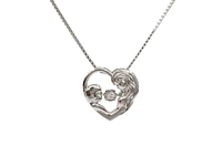 Sterling Silver 0.03cttw Diamond Mom Pendant, 18"