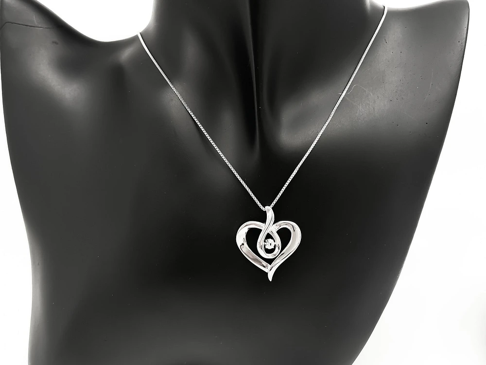 Sterling Silver 0.142cttw Canadian Diamond Heart Infinity Necklace, 18"