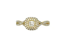 10K Yellow Gold 0.50cttw Diamond Halo Engagement Ring, size 6.5