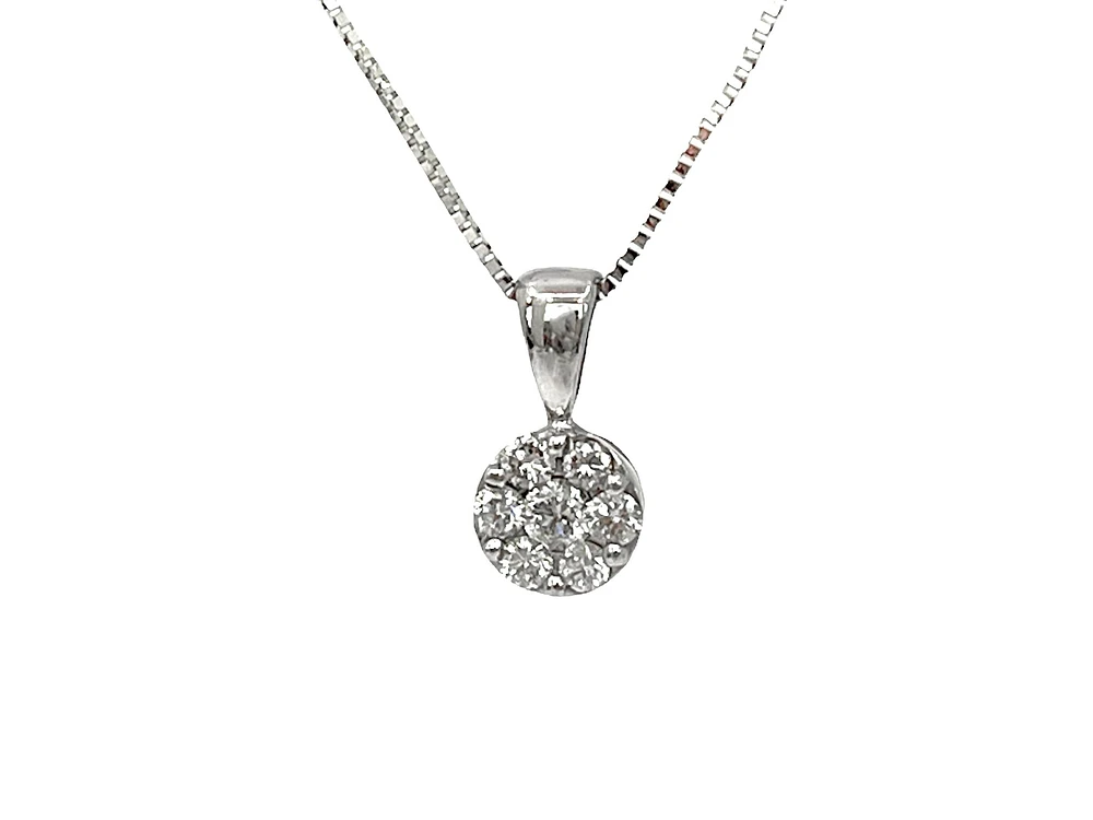 14K White Gold 0.19cttw Diamond Pendant, 18"