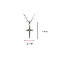 10K White Gold 0.09cttw Diamond Cross Necklace (8mm x 13mm) - 18 Inches