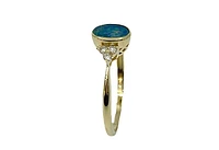 10K Yellow Gold 0.75cttw Genuine Australian Doublet Opal and 0.13cttw Diamond Ring, size 7