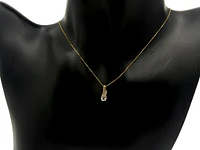 10K Yellow Gold White Zircon and Diamond Pendant, 18"