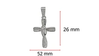 925 Sterling Silver Rhodium Plated Hip Hop Baguettes Cubic Zirconia Cross Pendant - 46mm x 25mm