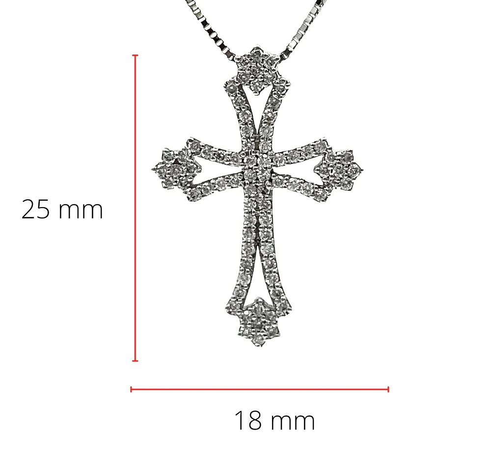 10/14K White Gold 0.62cttw Diamond Cross Pendant, 18"