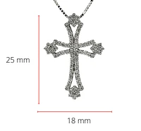 10/14K White Gold 0.62cttw Diamond Cross Pendant, 18"