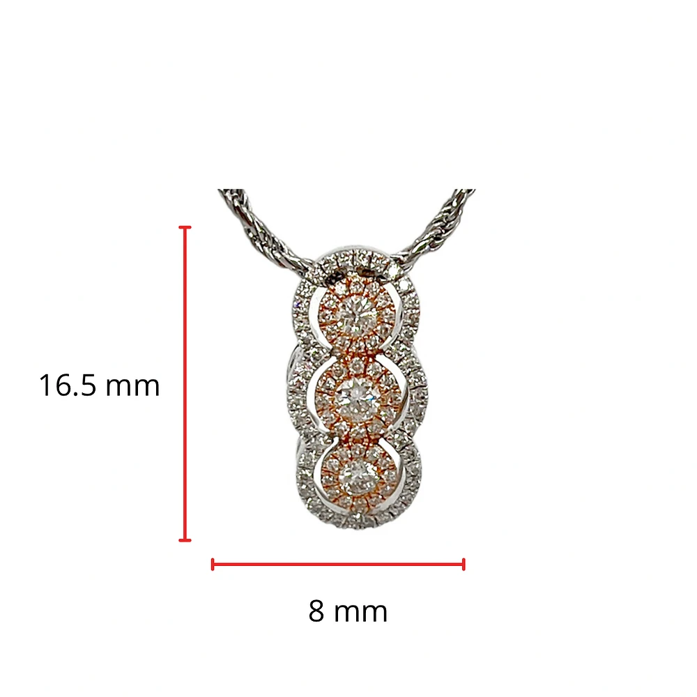 14K White & Rose Gold 0.43cttw Diamond Pendant, 18"