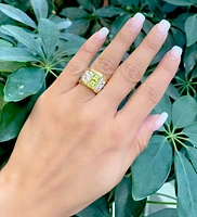 Sterling Silver & 18K Yellow Gold Plated 1.36cttw Peridot Ring, size 7