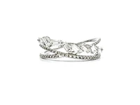14K White Gold 0.44cttw Baguette and Round Diamond Ring, Size 6.75