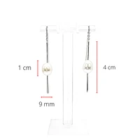 Sterling Silver Drop Shape Fresh Water Pearl Earrings