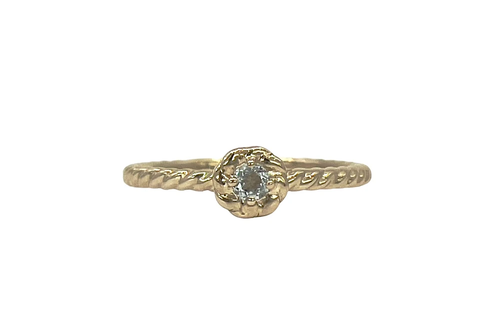 10K Yellow Gold 0.10cttw Aquamarine Ring, size 7
