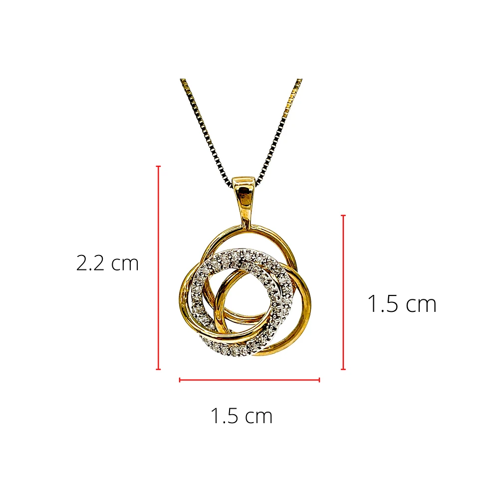 10K Two Tone Yellow and White Gold 0.18cttw Diamond Pendant, 18"