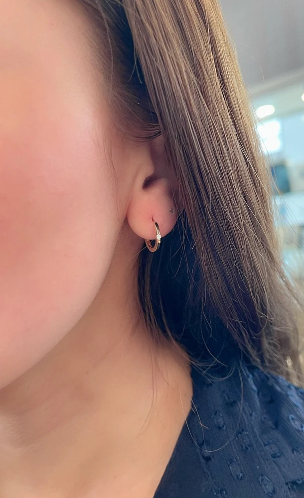 10K Gold 0.04cttw Diamond Hoop / Huggie / Hinged Earring