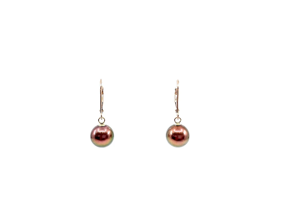 14K Rose Gold South Sea Pearl 9-10mm Earrings