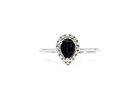 10K White Gold 0.60cttw Genuine Pear Shaped Sapphire and 0.16cttw Diamond Ring