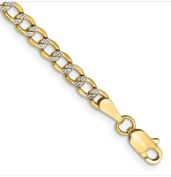 14K Yellow Gold and Rhodium Plated Pave Curb Chain