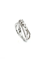 14K White Gold 0.44cttw Baguette and Round Diamond Ring, Size 6.75