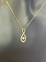 10K Yellow Gold 0.10cttw Diamond Pulse Pendant, 18"