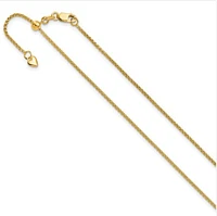 Adjustable 14K Gold Round Box Chain 16" - 22" 1.35mm