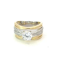 14K Yellow and White Gold Round Diamond Mount - Only (No centre diamond) /