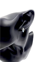 10K White Gold 6x4mm Pear Cut Swiss Blue Topaz and 0.03cttw Diamond Earrings