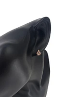 10K Two Tone Rose and White Gold 5mm Morganite and 0.02cttw Diamond Stud Earrings.