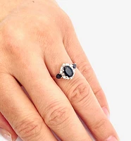 10K Rose Gold 1.50cttw Genuine Sapphire & 0.30cttw Diamonds Ring, size 6.5