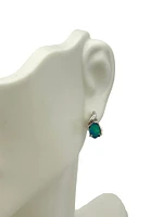 10K White Gold 4mm x 6mm Australian Doublet Opal and 0.02cttw Diamond Earrings