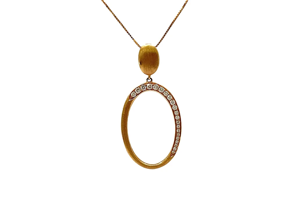 14K Rose Gold 0.19cttw Diamond Pendant, 18"