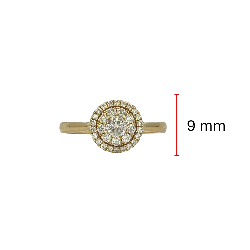 14K Yellow Gold 0.46cttw Round Brilliant Cut Halo Diamond Ring