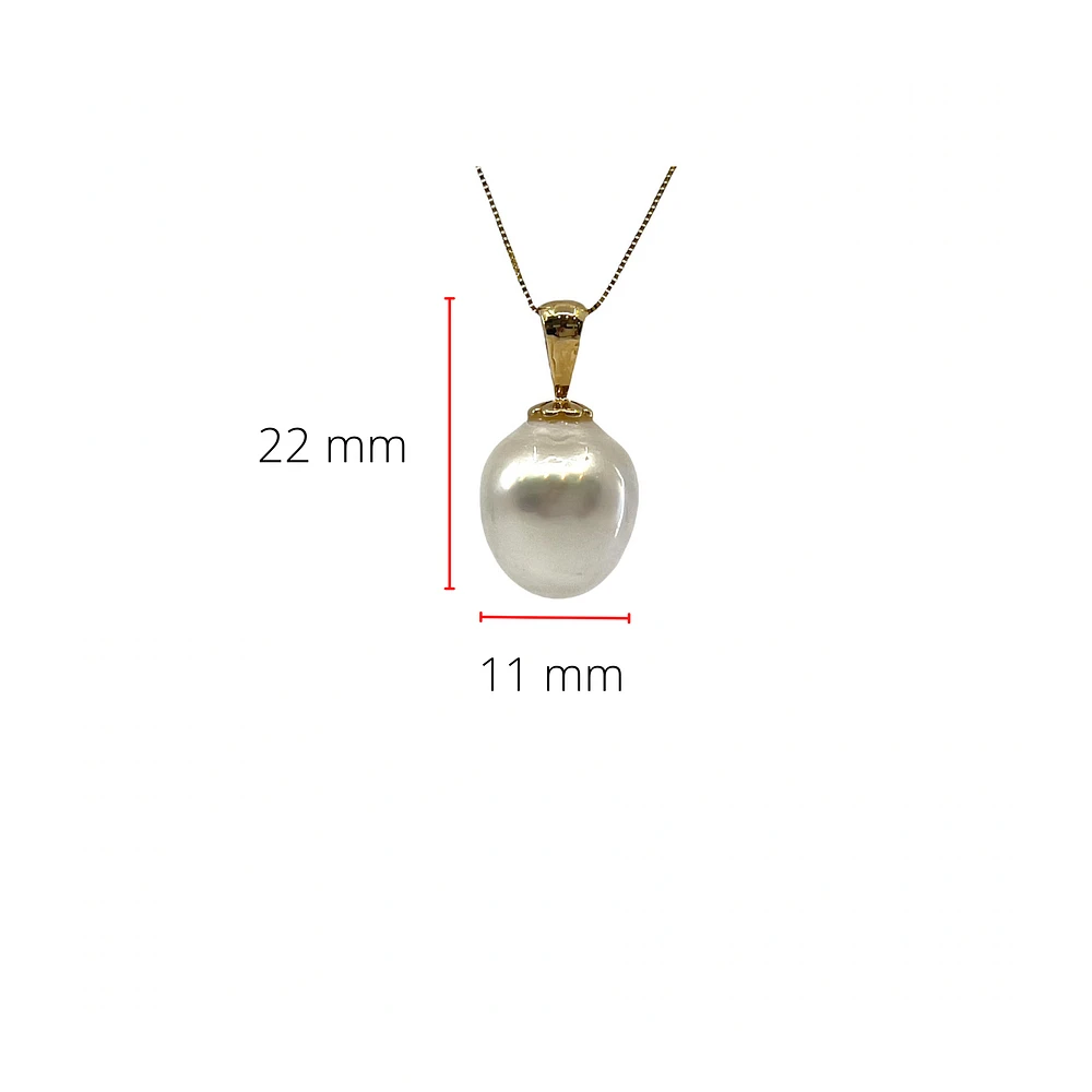 14K Yellow Gold 12.5mm South Sea Pearl Pendant with 10K Yellow Gold Chain