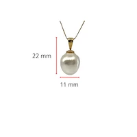 14K Yellow Gold 12.5mm South Sea Pearl Pendant with 10K Yellow Gold Chain