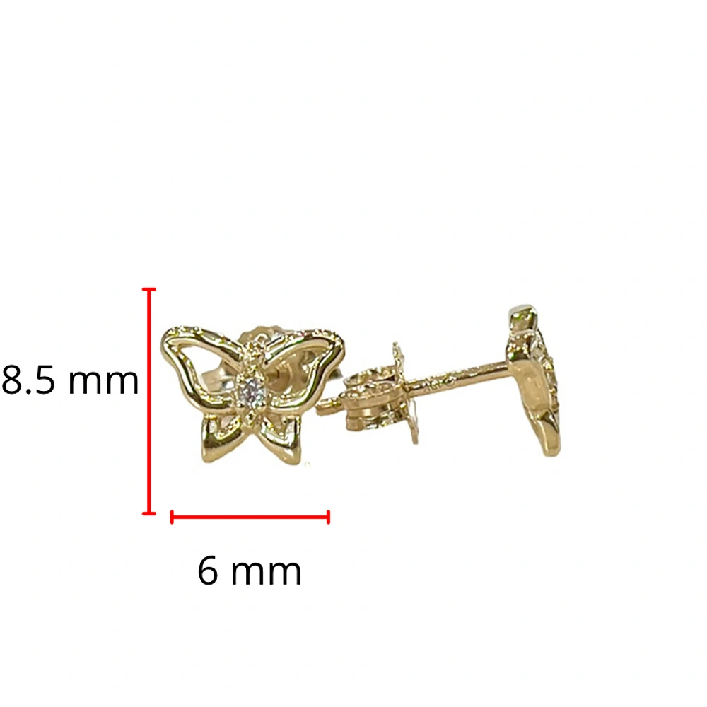 10K Yellow Gold 0.02cttw Diamond Butterfly Stud Earrings