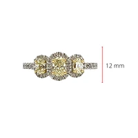 18K White & Yellow Gold 1.10Cttw Fancy Diamond Oval Cut Engagement Ring