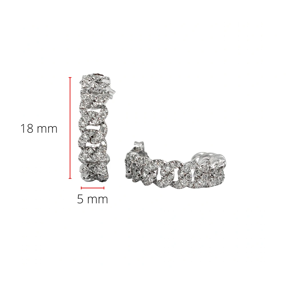 10K White Gold 0.66cttw Miami Cuban Link Diamond Earring