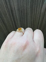 10K Yellow Gold  Citrine and Diamond Ring - Size 7
