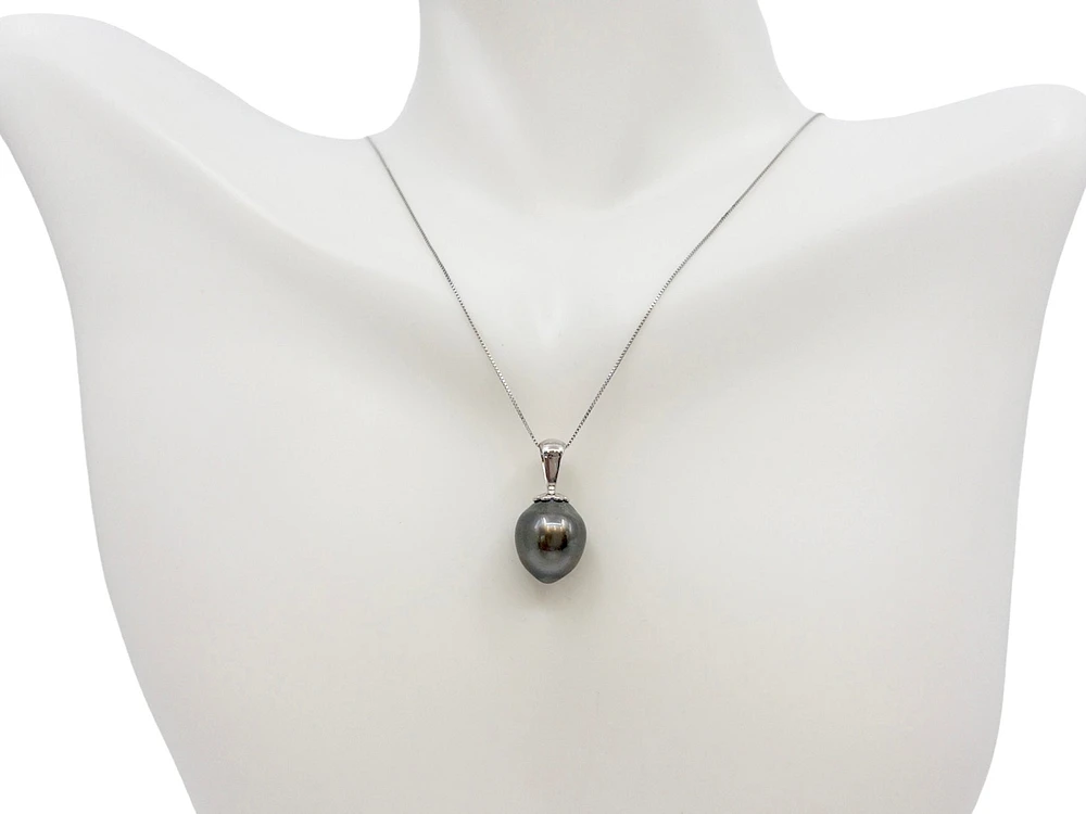 10/14K White Gold Tahitian Pearl Pendant