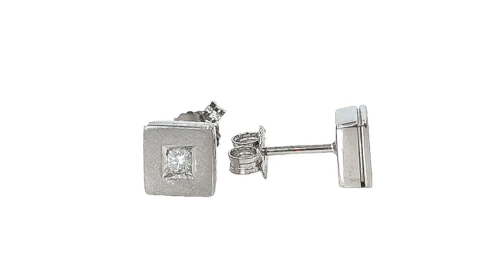 10K White Gold 0.10cttw Diamond Stud Earrings