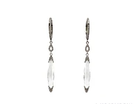 14K White Gold 4.03cttw White Topaz and 0.12cttw Diamond Dangle Earrings