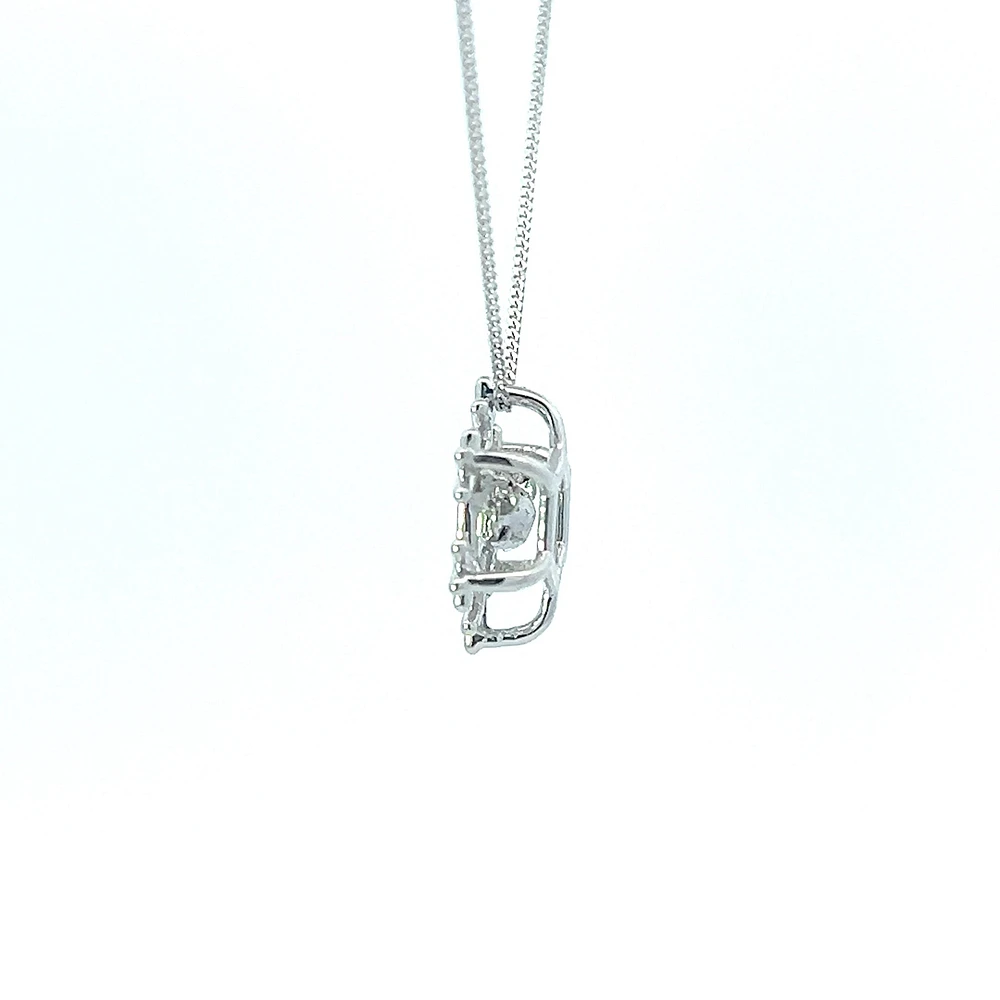10K White Gold 0.02 cttw Canadian Diamond Snowflake Pulse Pendant, 18"