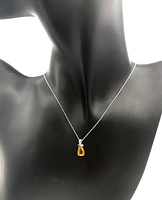 10K White Gold 8 x 6mm Citrine and 0.022cttw Diamond Pendant