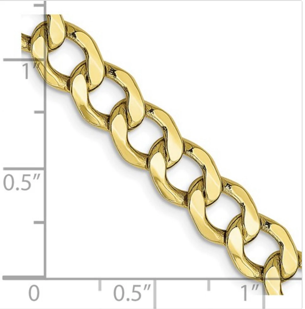 10K Yellow Gold Semi-Solid Curb Link Chain - 5.25mm