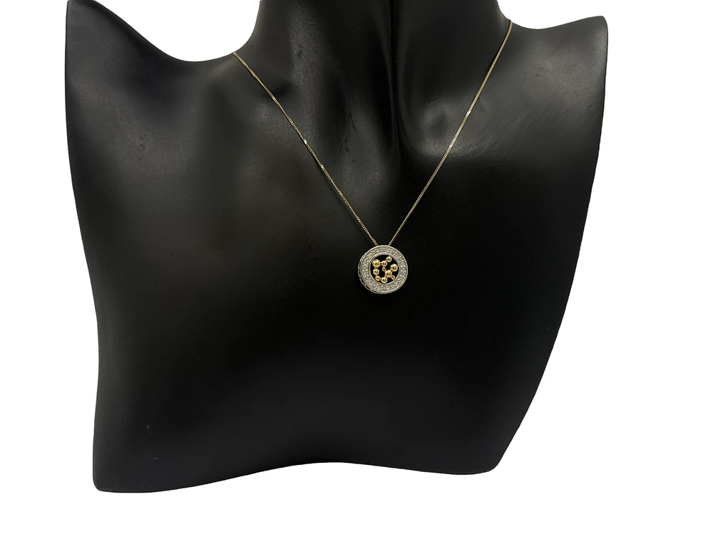 10K White & Yellow Gold 0.12cttw Diamond Pendant, 18"