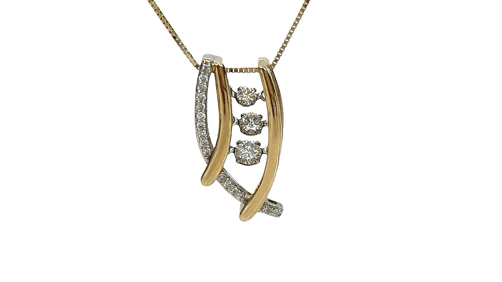 10K Yellow and White Gold 0.33cttw Diamond Pulse Necklace, 18"