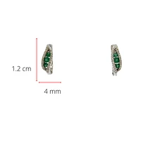 10K White Gold 0.20cttw Genuine Emerald & 0.12cttw Diamond Earring