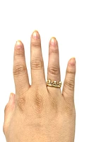 10K Yellow Gold 0.25cttw Genuine Opal & 0.22cttw Diamond Crown Ring - / 4.5