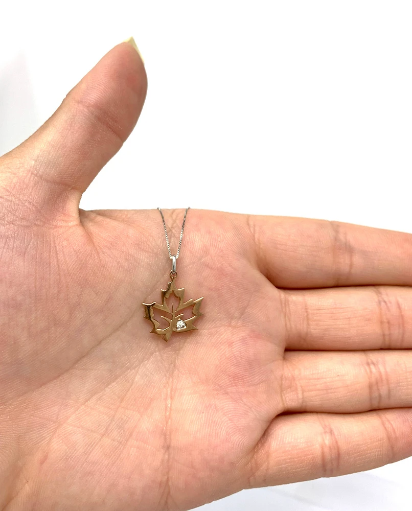 10K Rose Gold 0.02cttw Canadian Diamond Pendant, 18"