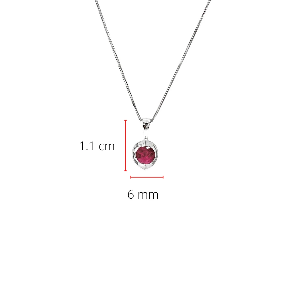 10K White Gold Genuine Ruby Pendant