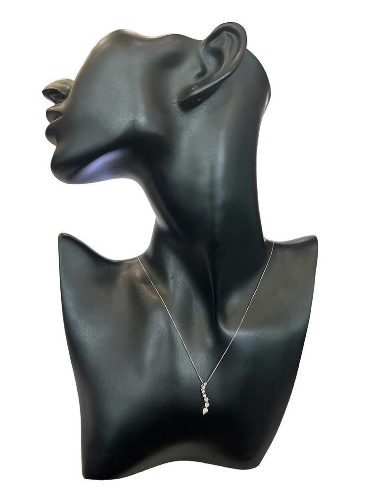 10K White Gold 0.04 cttw Diamond Journey Pendant, 18"