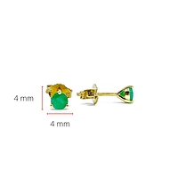 10K Yellow Gold Genuine Emerald 2.3cttw Stud Round Cut